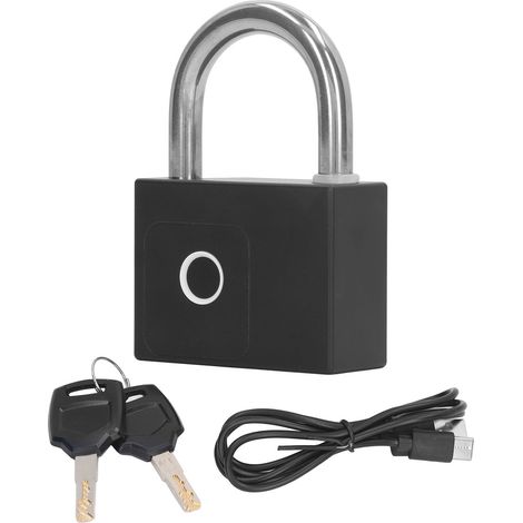 Bluetooth-Fingerabdruckschloss mit App-Steuerung, USB-Ladegerät und mechanischen Ersatzschlüsseln, schwarz (1/5)