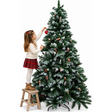 Albero di Natale Tirolese 240 cm Innevato con Pigne Addobbo Natalizia Foltissima (1/5)