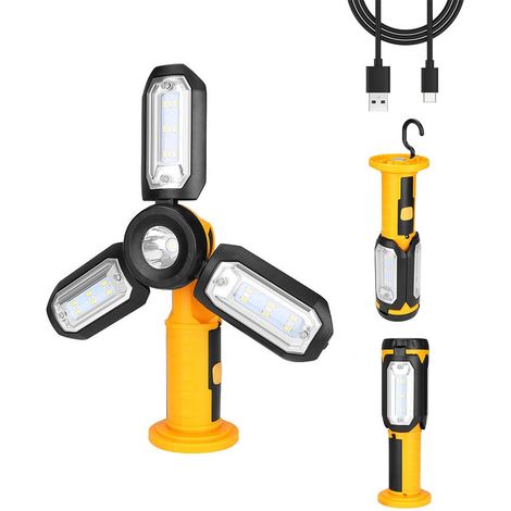 Lampe de Camping Rechargeable Pliable, 3 Panels Lumineux pour Tente, Urgence Extérieure et Réparations Domestiques, 1200mAh (1/5)