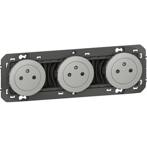 Legrand – Prise de courant triple 2P+T surface précâblée – 16A – IP20 – Mécanisme en thermoplastique finition alu – Montage encastré ou saillie