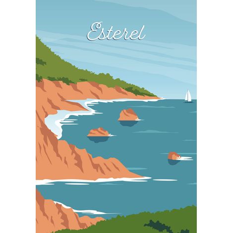 Tableau sur toile illustration Esterel 30x45 cm - Impression sur Toile Murale Décorative - Image imprimée en HD sur Toile - Toile sur Châssis en Bois FSC - Fabriqué en France (1/5)
