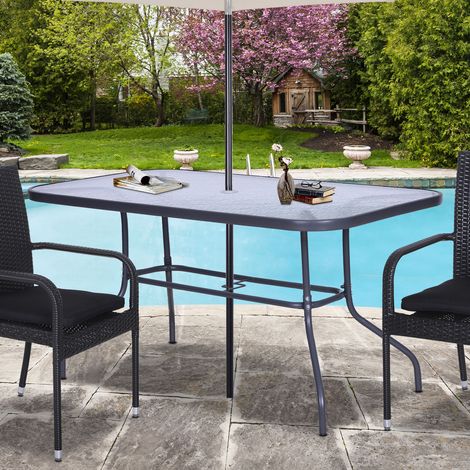 Table de jardin rectangulaire ALEXIA métal et verre (1/4)