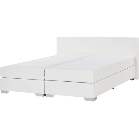Letto Boxspring in Ecopelle Bianca con Materasso a Molle 160 x 200 cm President (1/5)