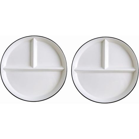 2 Pièces Assiette Compartiment,Céramique,Résistante Chaleur,Lave-vaisselle,Adulte,Maison Restaurant (1/5)