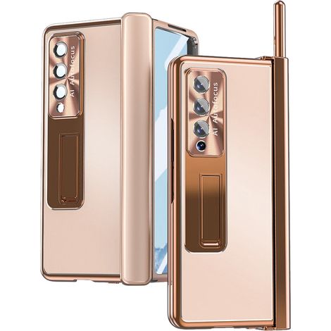 Custodia con vetro per Samsung Galaxy Z Fold 4 5G, lega di alta qualità, oro rosa (1/5)