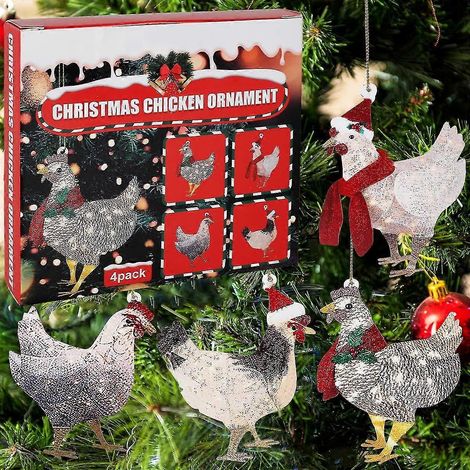 Ensemble écharpe de Noël Jue Fish avec pendentif poulet - Décoration pour la maison, les fêtes et le sapin de Noël