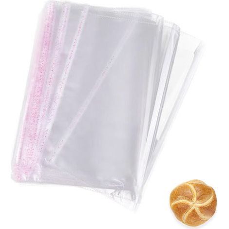 200 sachets cellophane refermables et auto-adhésifs, transparents, pour emballer cadeaux, biscuits, friandises et gourmandises. (1/5)