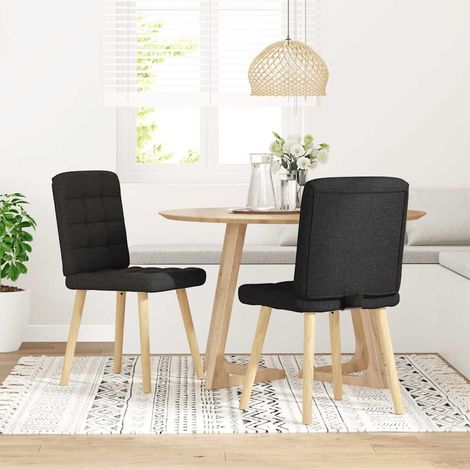 Lot de 2 Chaises à manger,Chaise de cuisine noir tissu CFW21185 (1/5)