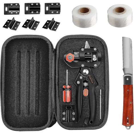 Kit de greffage 2 en 1 avec outil de greffage, outil de greffage en V et en U, idéal pour le greffage des arbres fruitiers, comprenant des rubans de greffage, un couteau à greffer et une lame de recha (1/5)