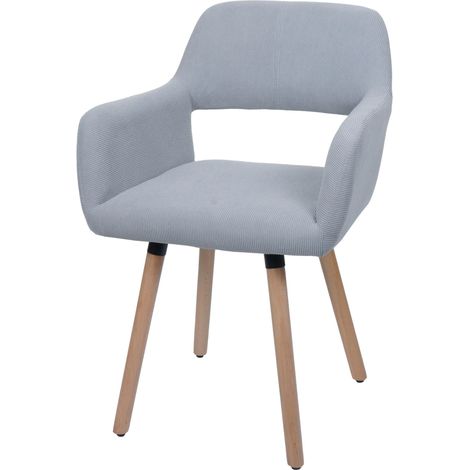 Chaise de salle à manger HWC-A50 II, chaise de cuisine chaise rembourrée, bois tissu/textile Velours (400g/m²) MVG gri (1/2)