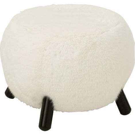 Tabouret Imitation Fourrure "Bun" 53cm Blanc (1/5)