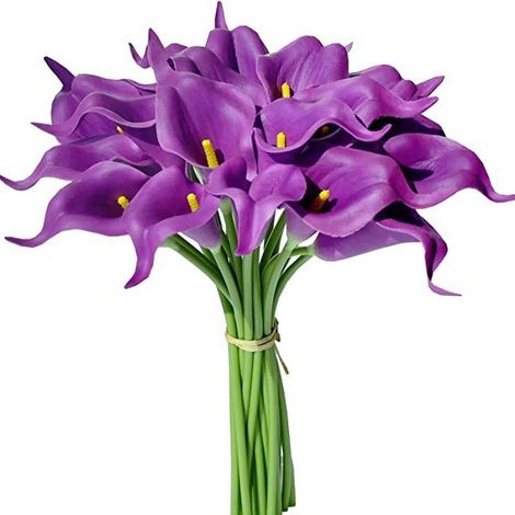 10 Pezzi Fiori Artificiali di Calla, realistici per Mazzi da Sposa, decorazione casa, piante finte per interni (vaso escluso) (1/5)