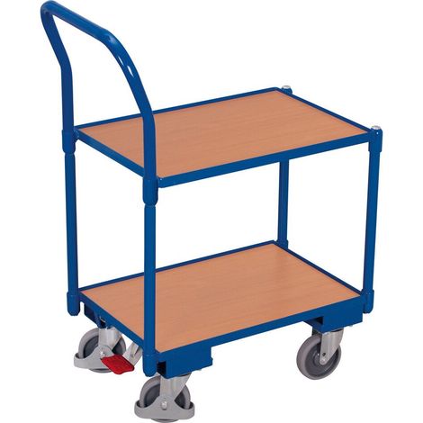 VARIOfit Euro-System-Roller mit 2 Ladeflächen (10 mm Rand) und Schiebebügel RAL 5010 Enzianblau