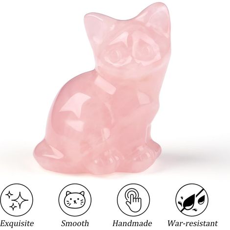 Figurine de chat JeiibrZui en topaze - Décoration en cristal jaune - 4,9 x 4,8 x 2,5 cm - 1 pièce - Pierre naturelle pour la maison et le bureau (1/5)