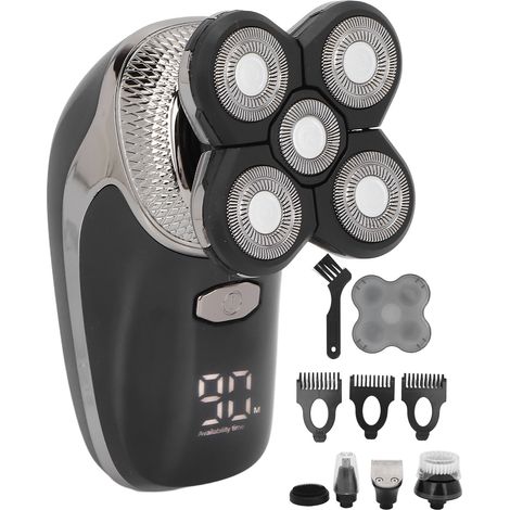 Rasoir électrique multifonction 5 en 1 étanche pour crâne rasé et poils de nez - Kit de rasage (1/5)