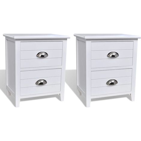 Conjunto de 2 mesitas de noche mesitas de noche cómoda mueble de dormitorio con 2 cajones color blanco 1402121