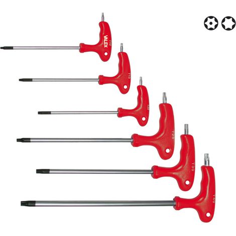 Chiavi a brugola torx e resistorx piegate con impugnatura serie 6 pezzi 1463674 VALEX