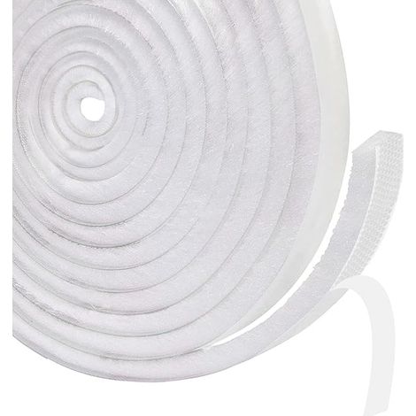 Joint brosse, joint de porte, auto-adhésif, 9 mm (l) x 5 mm (p) x 6 m (l), joint de porte, protection contre les insectes, brosse d'étanchéité pour portes, fenêtres, armoires, coupe-froid, anti-poussi (1/5)