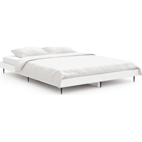Lit double Lit adulte Cadre de lit sans matelas blanc 140x190 cm bois d'ingénierie (1/5)