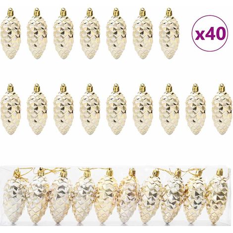 Bola de Piña de Navidad 40 pcs Dorado Plástico vidaXL