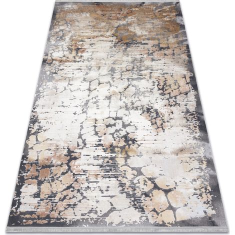Modern LUCE 74 Teppich Pflasterung Backstein vintage - Strukturell grau / Senf beige 115x170 cm