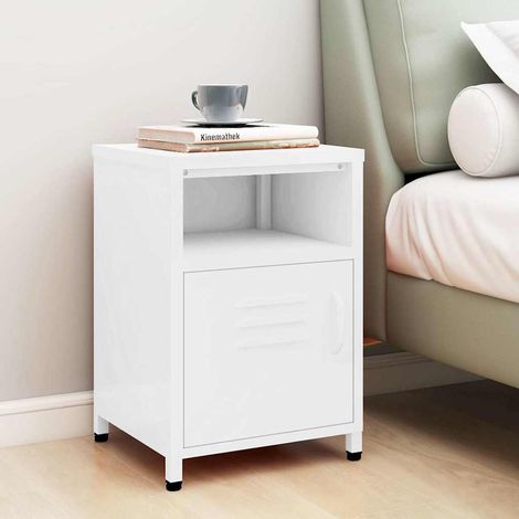 Table de chevet-Table de nuit Blanc 35x35x51 cm Acier 946547 (1/5)