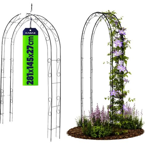 Pérgola de jardín, diseño metálico, soportes para plantas trepadoras, color negro. (1/5)