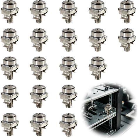 Lot de 20 Vis et Écrous à Cages M6, Fixation Acier Noir – Compatible Armoires Réseau, Racks, Panneaux de Brassage (1/5)