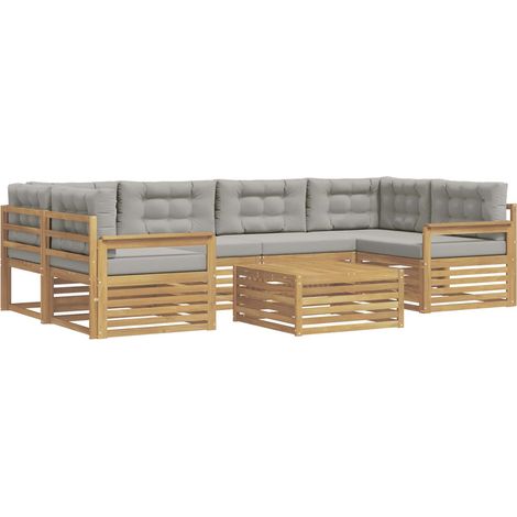 Outdoor Sofa Set 7 pcs White and Light Grey Polyester vidaXL (1/5)