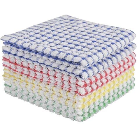 Chiffons à vaisselle pour laver la vaisselle de cuisine, chiffons à vaisselle super absorbants, chiffons de nettoyage en coton éponge, paquet de 8, 12x12 pouces (1/5)