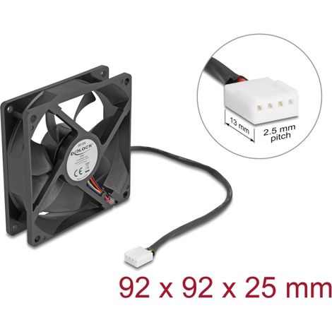 Delock Ventilador axial de 12 V de corriente continua, 92 x 92 x 25 mm negro