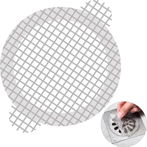 Paquete de 50 rejillas desechables grandes para recoger el pelo en la ducha, pegatinas de malla desechables para desagües de ducha - 10,4 cm (4,1 pulgadas) (1/5)