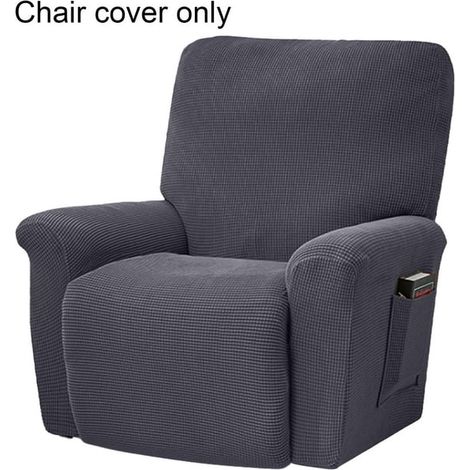Housse de Fauteuil Relax Extensible en Polyester Doux, Protège-Fauteuil Antidérapant avec Poche Latérale, Jacquard, Salon (1/2)