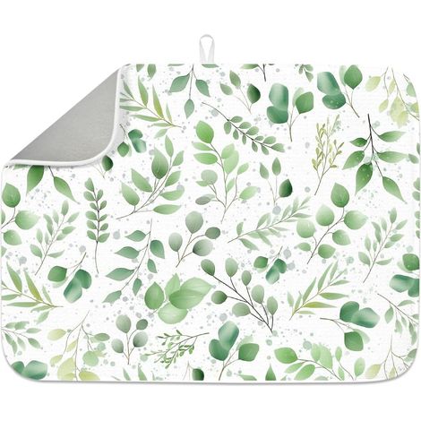 Green Leaf Tapis de séchage pour comptoir de cuisine 45,7 x 61 cm - Grand tapis moderne résistant à la chaleur pour robinet de table, évier, bar à café, réfrigérateur (1/5)