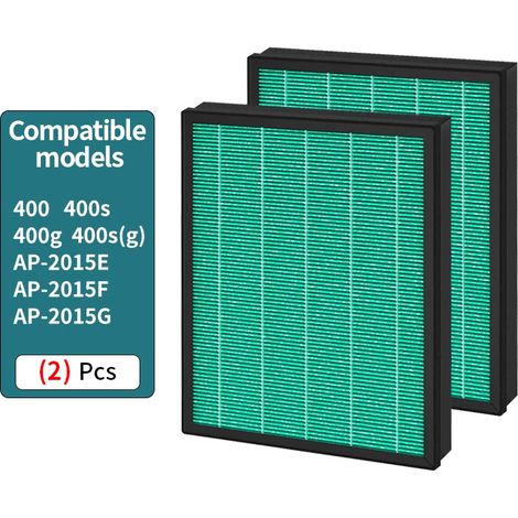 Filtre de rechange (Coway400-2) compatible avec le purificateur d'air Coway Airmega 400/400S, Max 2 True HEPA et filtre à charbon actif, AP-2015-FP (lot de 2) (1/4)