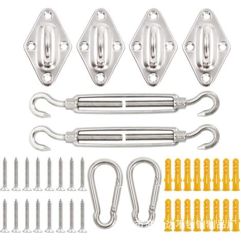 Kit de fijación para toldos - Kit de fijación de acero inoxidable 304 para toldos triangulares, cuadrados y rectangulares, kit de fijación resistente y a prueba de óxido para toldos. (1/5)