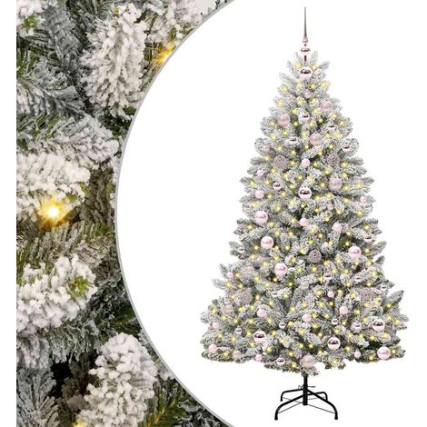 vidaXL Artificial Christmas Tree Green and White 180 cm PVC and Metal (1/5)