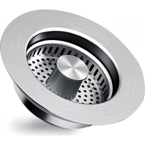 Bouchon Evier Cuisine Inoxydable 304, Filtre Evier avec Panier Anti-Odeur, Bonde Évier Cuisine Pressoir à Pression (1/4)