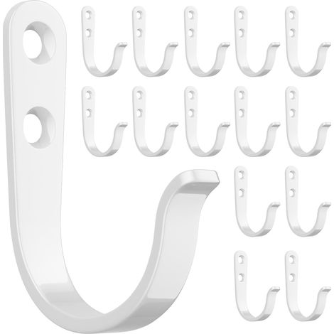 Set mit 15 weißen Wandhaken für Bad, Küche, Kleiderschrank und Garage – Metallhaken zum Aufhängen von Mänteln, Handtüchern, Hüten, Schlüsseln, Taschen und Kaffeetassen – Kann (1/4)
