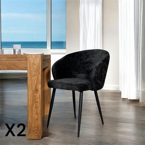 Chaise dossier rond tissu noir (lot de 2) IENA (1/5)