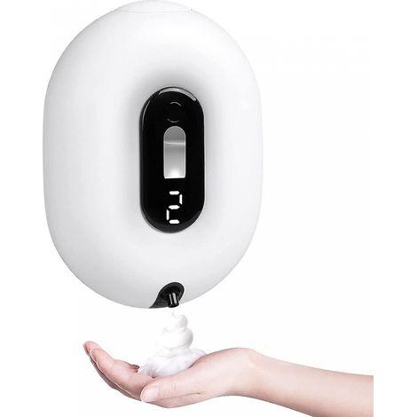 BEBUSINGOTO Automatischer Seifenspender, 2-stufiger nachfüllbarer Schaumseifenspender, berührungsloser Handseifenspender zur Wandmontage für Küche und Hotel, 9,5 oz (weiß)