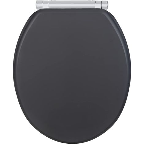 Wenko Sedile Wc Morra con Cerniera Passante e Meccanismo di Abbassamento Automatico in Mdf Certificato Fsc Mdf con Verniciatura a Più Strati, Fissaggio Igienico Fix-Clip, 35 X 42 Cm, Antracite Opaco (1/3)