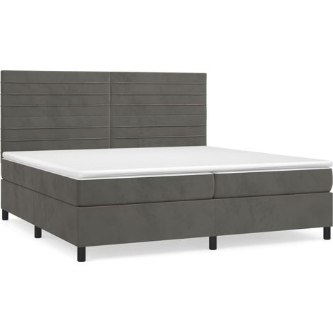 Maison Exclusive - Giroletto a Molle con Materasso Grigio Scuro 200x200 cm Velluto (1/5)