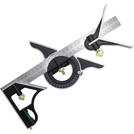 300mm Combination Square, Stainless Steel Combination Protractor, Combination Square with Spirit Level and Practical Line Caliper, Ideal for Woodworking (1/5)