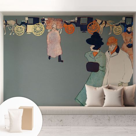 Tapete Dekorative Vliestapete mit Klebe für Wand - Mustertapete - moderne Einrichtung - für Büro Kutschen-Outfits 208x146 cm (1/5)