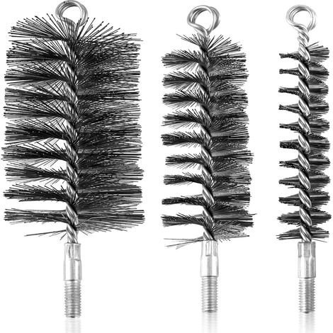 3PCS Cepillos de Alambre de Acero para Tubo de Estufa Cepillos para Tubo de Estufa Cepillos de Limpieza de Chimenea Cepillo para Chimenea para Limpiar Deshollinador de Chimeneas (30 mm, 50 mm, 80 mm) (1/3)