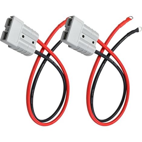 2 Pièces Connecteur Batterie 50A 600V, Câble 10AWG 30cm Anderson avec Cosse à Anneau M8, Connecteur Débranchement Rapide pour Voiture, Caravane, Bateau, Panneau Solaire (1/5)