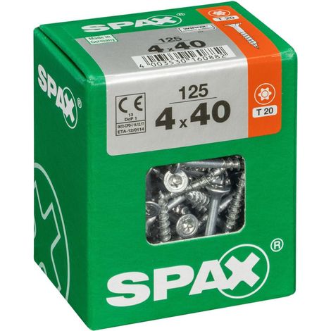 SPAX Universalschraube, 4 x 40 mm, 125 Stück, Teilgewinde, Senkkopf, T-STAR plus T20, 4CUT, WIROX - 4191010400407 (1/4)