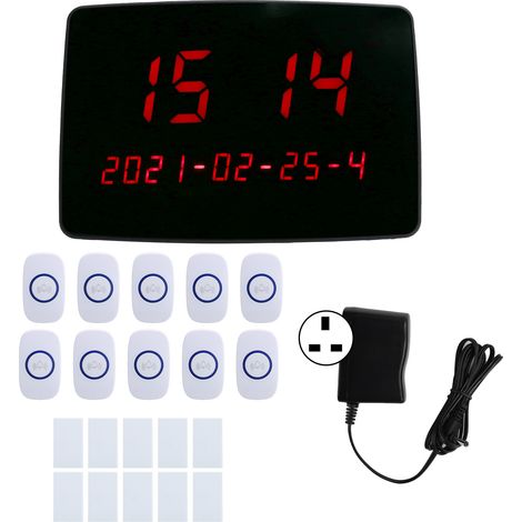 Lot de 1 à 10 Système de Récepteur de Téléavertisseur sans Fil avec Bouton d'Appel, Outil de Recherche Portable pour Hôtel, 110-240V (Prise UK) (1/5)