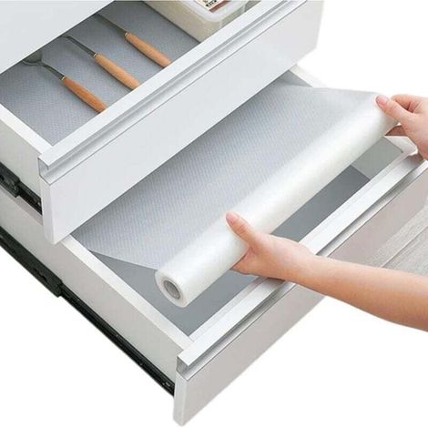 Revêtement de tiroir (50 x 500 cm) - Revêtement antidérapant pour tiroir, papier pour armoire, film lavable pour réfrigérateur, garde les tiroirs et les étagères propres - Peut être découpé (1/4)
